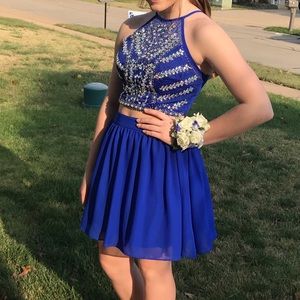 Royal blue two-piece homecoming dress